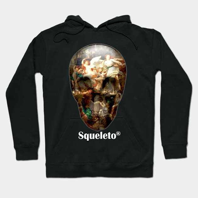 Skull Tattoo Angels Skate Hoodie by Spaceship Pilot